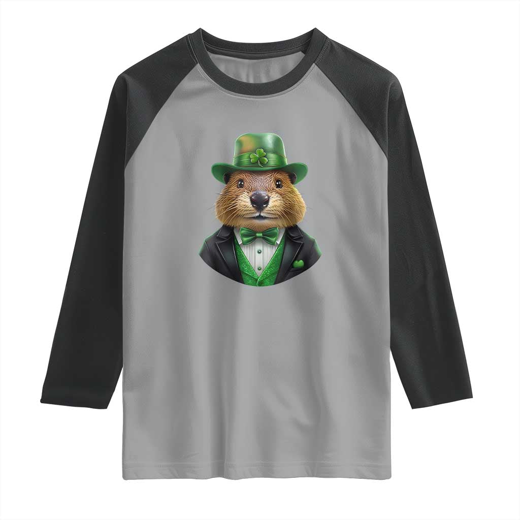 Funny Groundhog Leprechaun Raglan Shirt Woodchuck Happy St Patrick's Day TS02 Sport Gray Black Print Your Wear