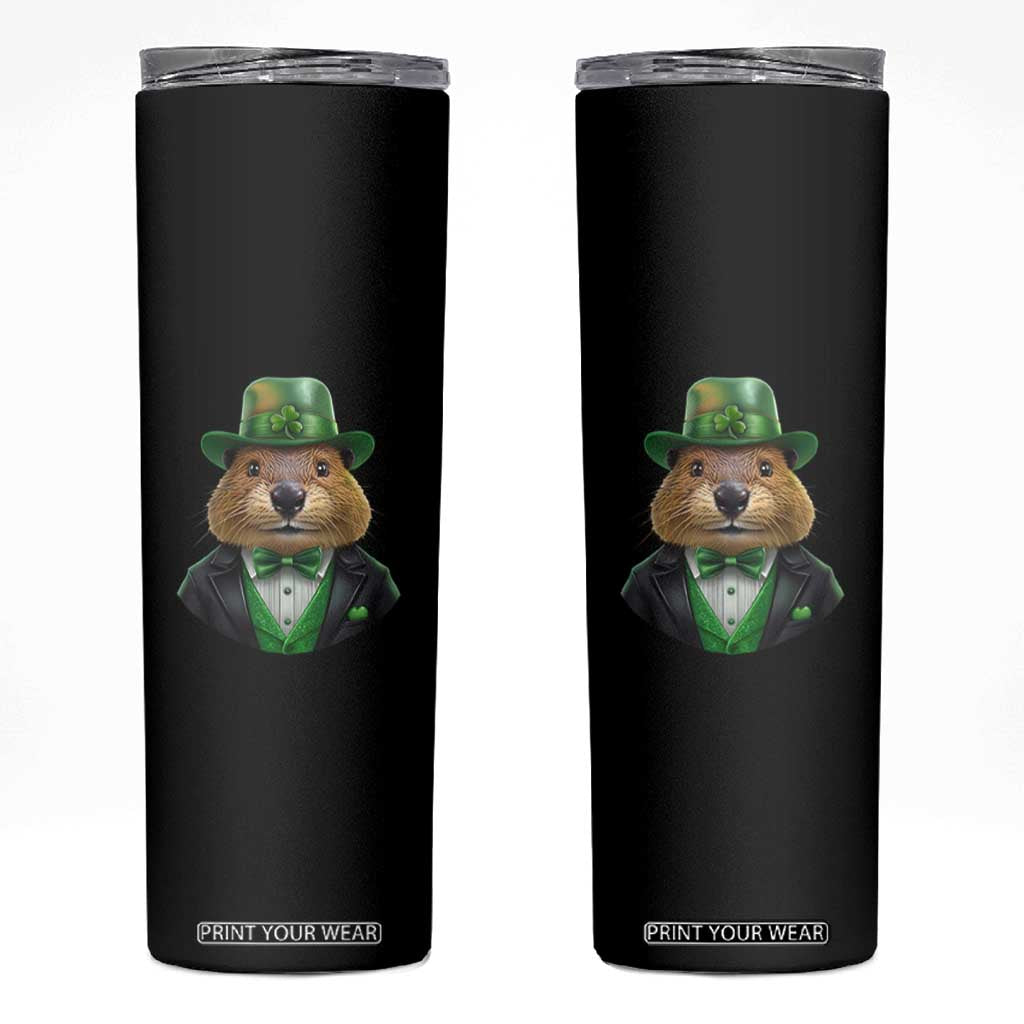 Funny Groundhog Leprechaun Skinny Tumbler Woodchuck Happy St Patrick's Day TS02 Black Print Your Wear