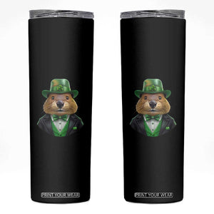 Funny Groundhog Leprechaun Skinny Tumbler Woodchuck Happy St Patrick's Day TS02 Black Print Your Wear