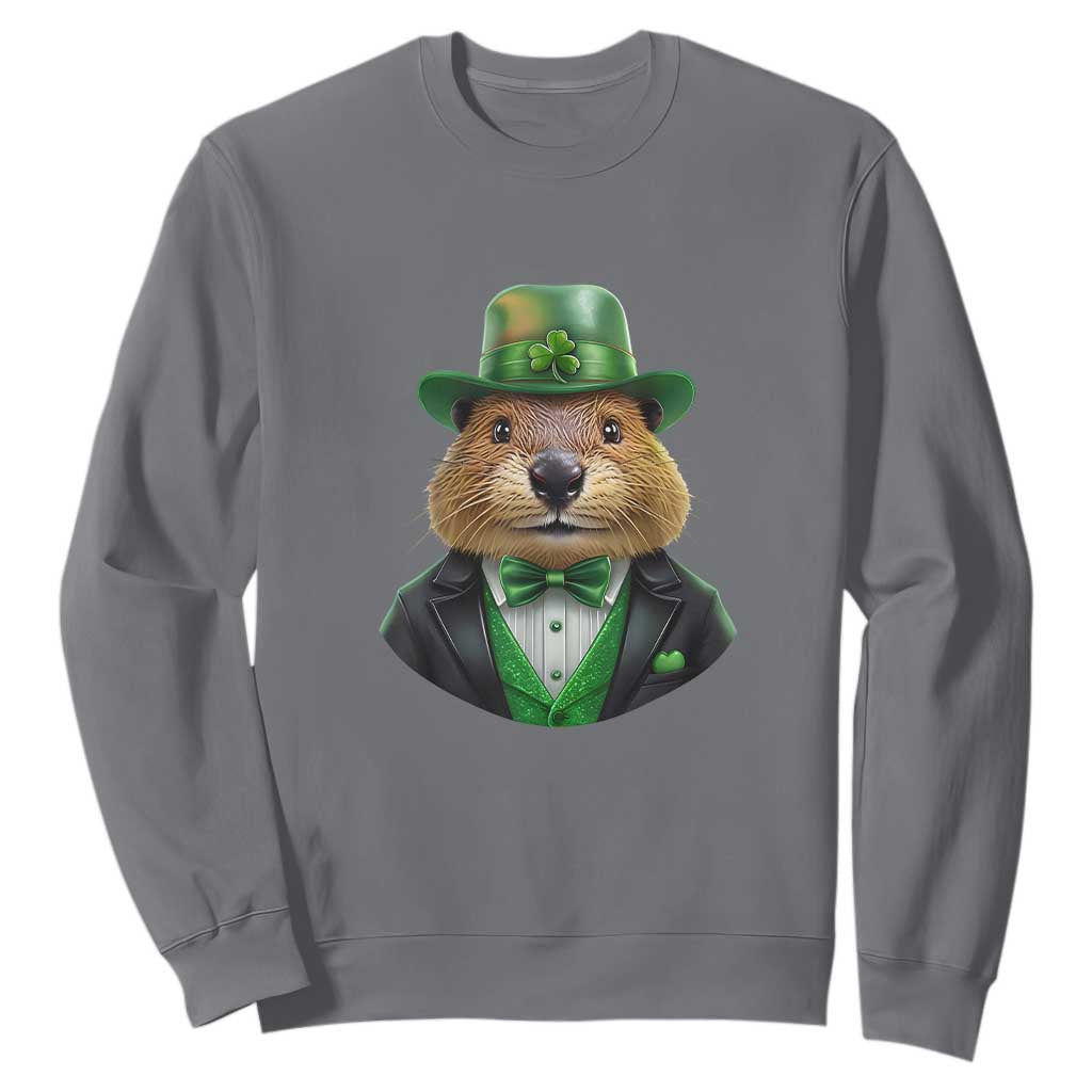Funny Groundhog Leprechaun Sweatshirt Woodchuck Happy St Patrick's Day TS02 Charcoal Print Your Wear