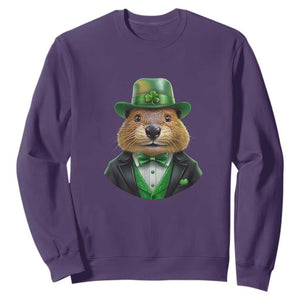 Funny Groundhog Leprechaun Sweatshirt Woodchuck Happy St Patrick's Day TS02 Purple Print Your Wear