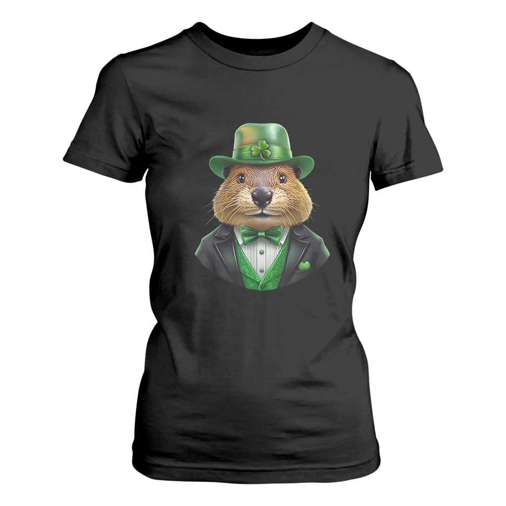 Funny Groundhog Leprechaun T Shirt For Women Woodchuck Happy St Patrick's Day TS02 Black Print Your Wear