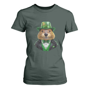 Funny Groundhog Leprechaun T Shirt For Women Woodchuck Happy St Patrick's Day TS02 Dark Forest Green Print Your Wear