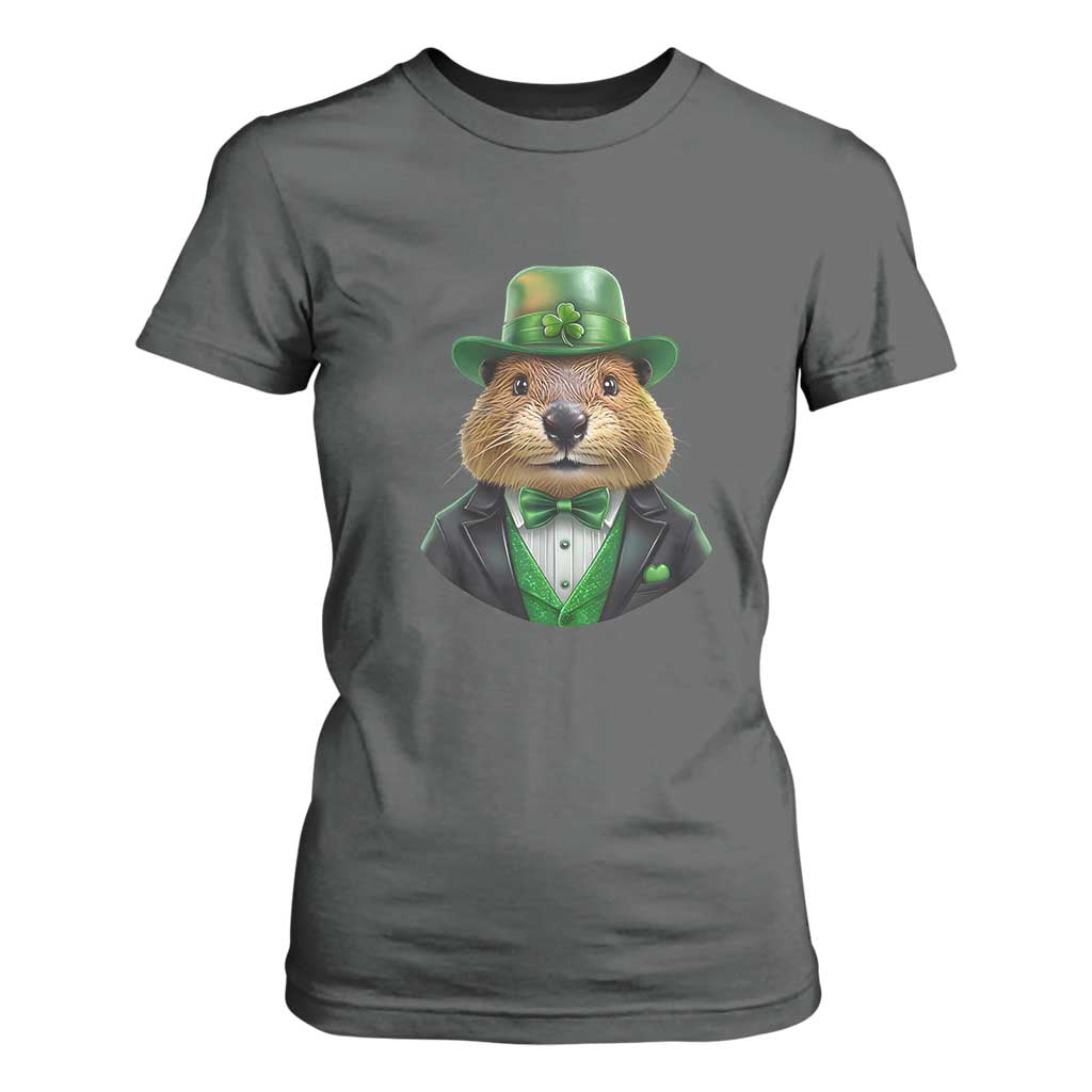 Funny Groundhog Leprechaun T Shirt For Women Woodchuck Happy St Patrick's Day TS02 Dark Heather Print Your Wear