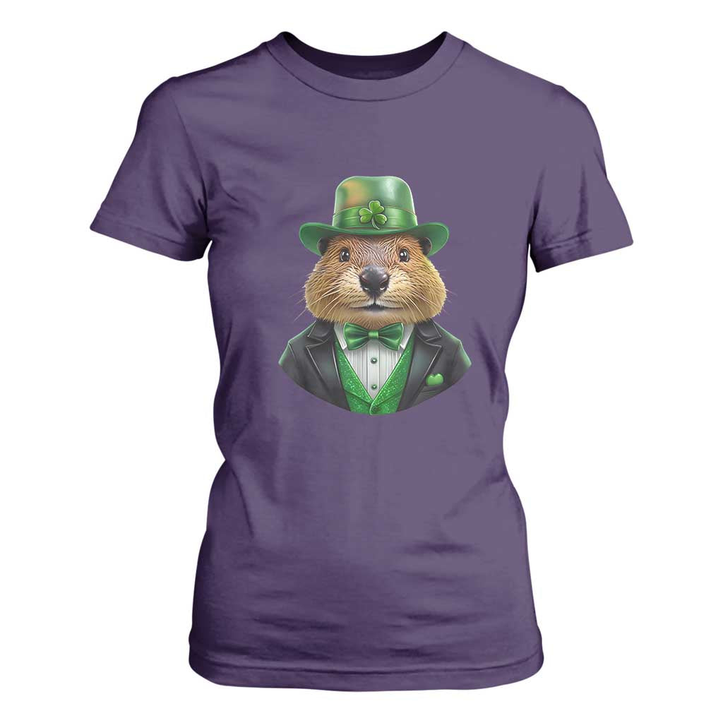 Funny Groundhog Leprechaun T Shirt For Women Woodchuck Happy St Patrick's Day TS02 Purple Print Your Wear