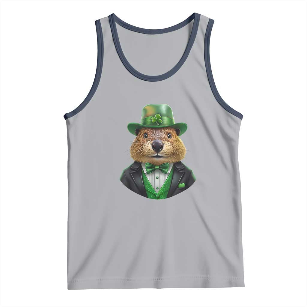 Funny Groundhog Leprechaun Tank Top Woodchuck Happy St Patrick's Day TS02 Athletic Heather Navy Print Your Wear