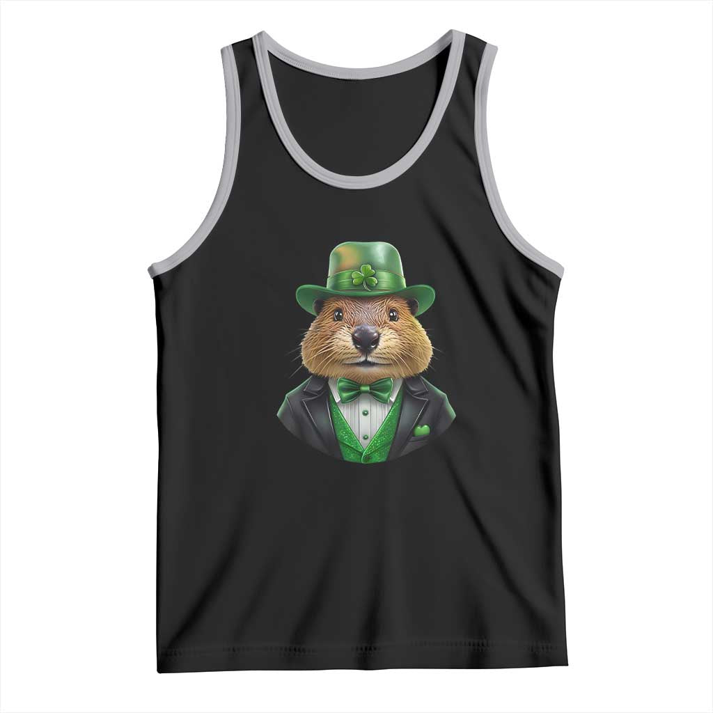 Funny Groundhog Leprechaun Tank Top Woodchuck Happy St Patrick's Day TS02 Black Athletic Heather Print Your Wear