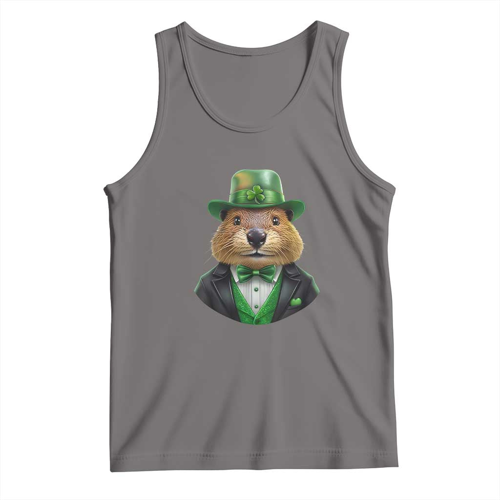 Funny Groundhog Leprechaun Tank Top Woodchuck Happy St Patrick's Day TS02 Deep Heather Print Your Wear