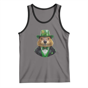 Funny Groundhog Leprechaun Tank Top Woodchuck Happy St Patrick's Day TS02 Deep Heather Black Print Your Wear