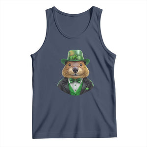 Funny Groundhog Leprechaun Tank Top Woodchuck Happy St Patrick's Day TS02 Navy Print Your Wear
