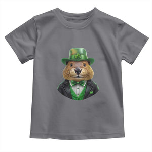 Funny Groundhog Leprechaun Toddler T Shirt Woodchuck Happy St Patrick's Day TS02 Charcoal Print Your Wear