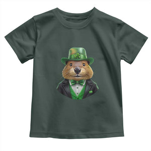Funny Groundhog Leprechaun Toddler T Shirt Woodchuck Happy St Patrick's Day TS02 Dark Forest Green Print Your Wear