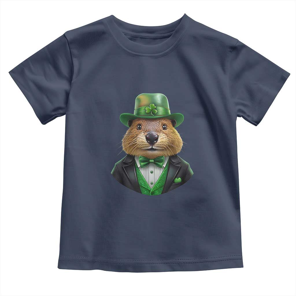 Funny Groundhog Leprechaun Toddler T Shirt Woodchuck Happy St Patrick's Day TS02 Navy Print Your Wear