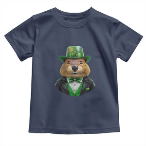 Funny Groundhog Leprechaun Toddler T Shirt Woodchuck Happy St Patrick's Day TS02 Navy Print Your Wear