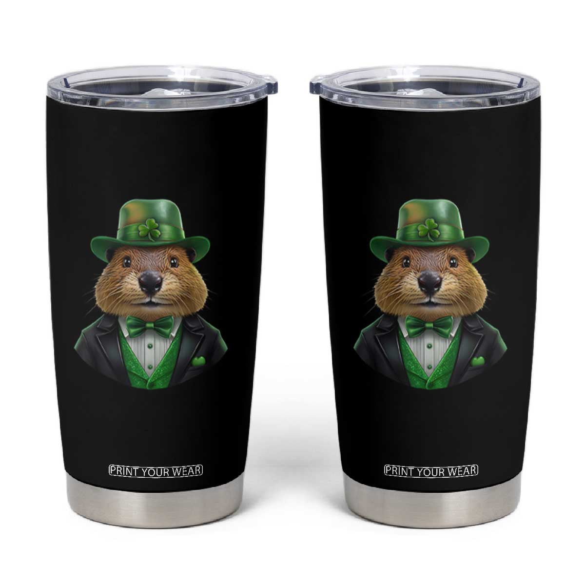 Funny Groundhog Leprechaun Tumbler Cup Woodchuck Happy St Patrick's Day TS02 Black Print Your Wear