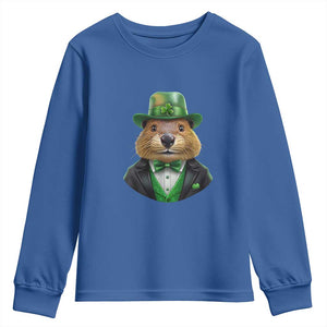 Funny Groundhog Leprechaun Youth Sweatshirt Woodchuck Happy St Patrick's Day TS02 Royal Blue Print Your Wear