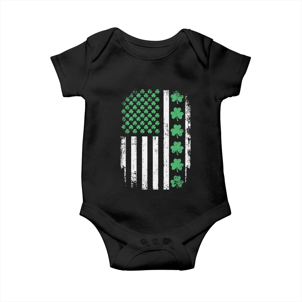 American Shamrock Flag Baby Onesie Lucky St Patricks Day TS02 Black Print Your Wear