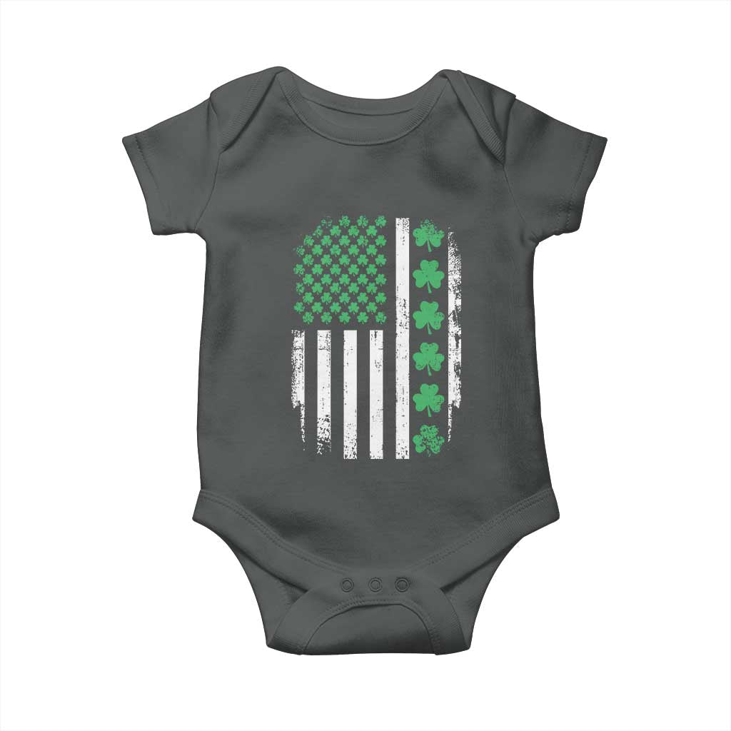American Shamrock Flag Baby Onesie Lucky St Patricks Day TS02 Dark Heather Print Your Wear