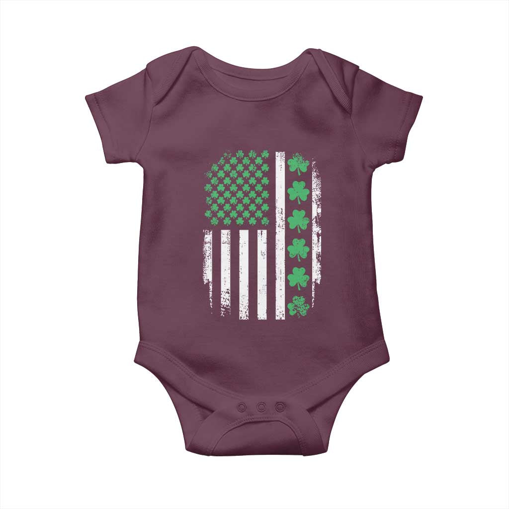 American Shamrock Flag Baby Onesie Lucky St Patricks Day TS02 Maroon Print Your Wear