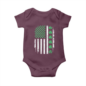 American Shamrock Flag Baby Onesie Lucky St Patricks Day TS02 Maroon Print Your Wear