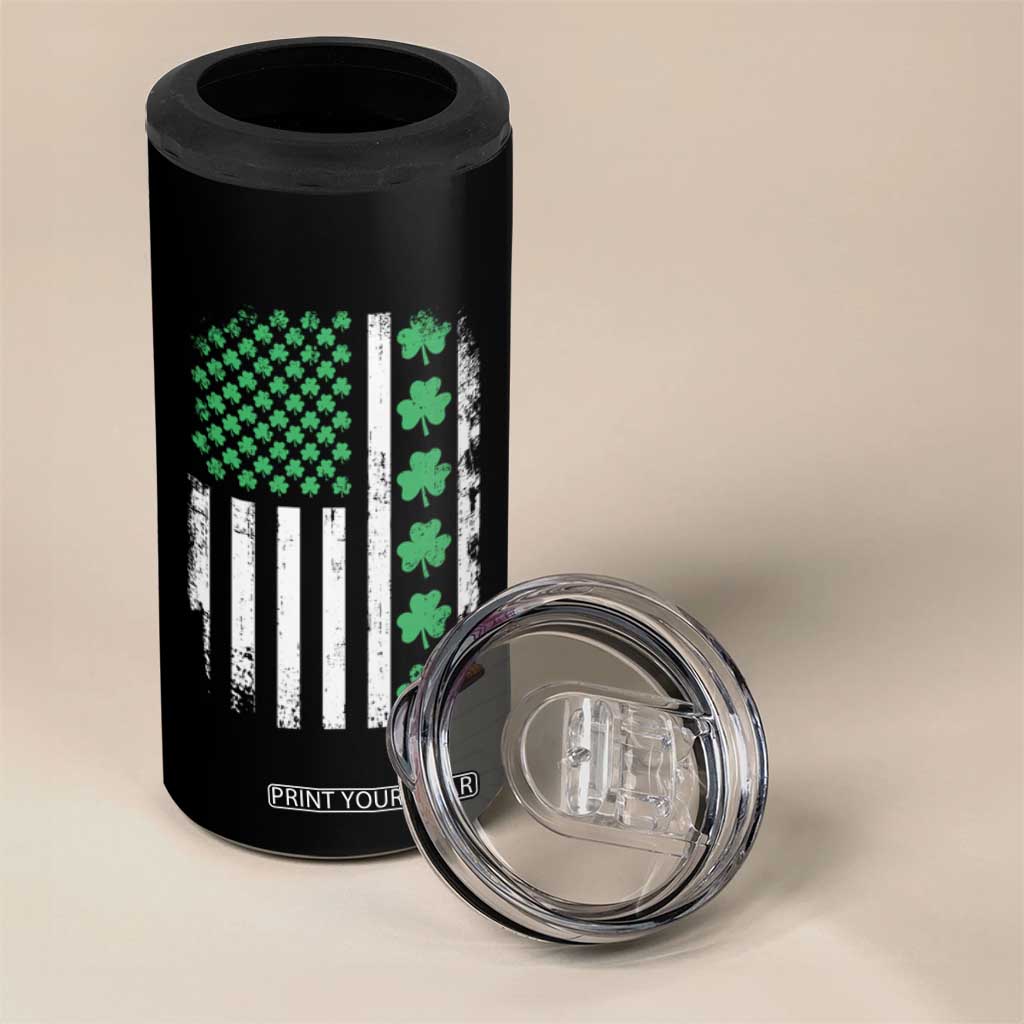 American Shamrock Flag 4 in 1 Can Cooler Tumbler Lucky St Patricks Day TS02 Print Your Wear