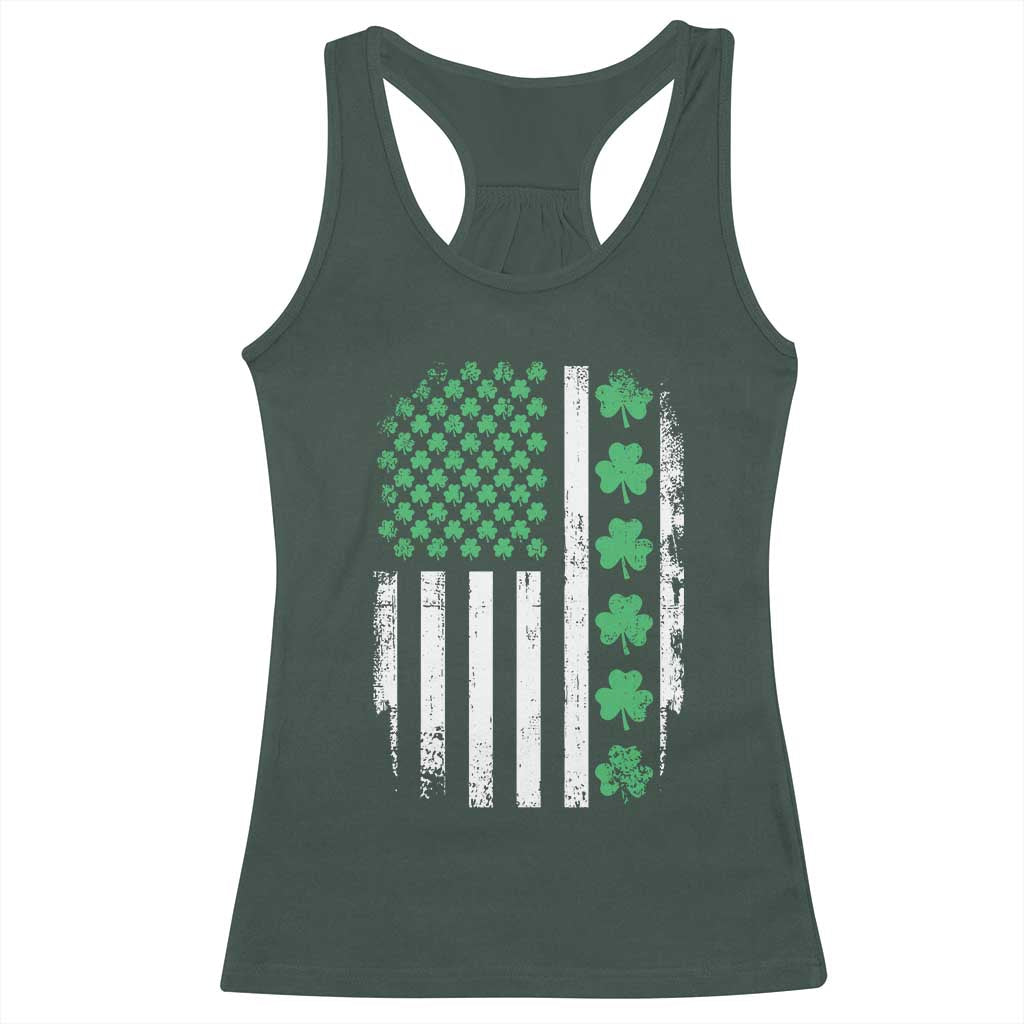 American Shamrock Flag Racerback Tank Top Lucky St Patricks Day TS02 Dark Forest Green Print Your Wear