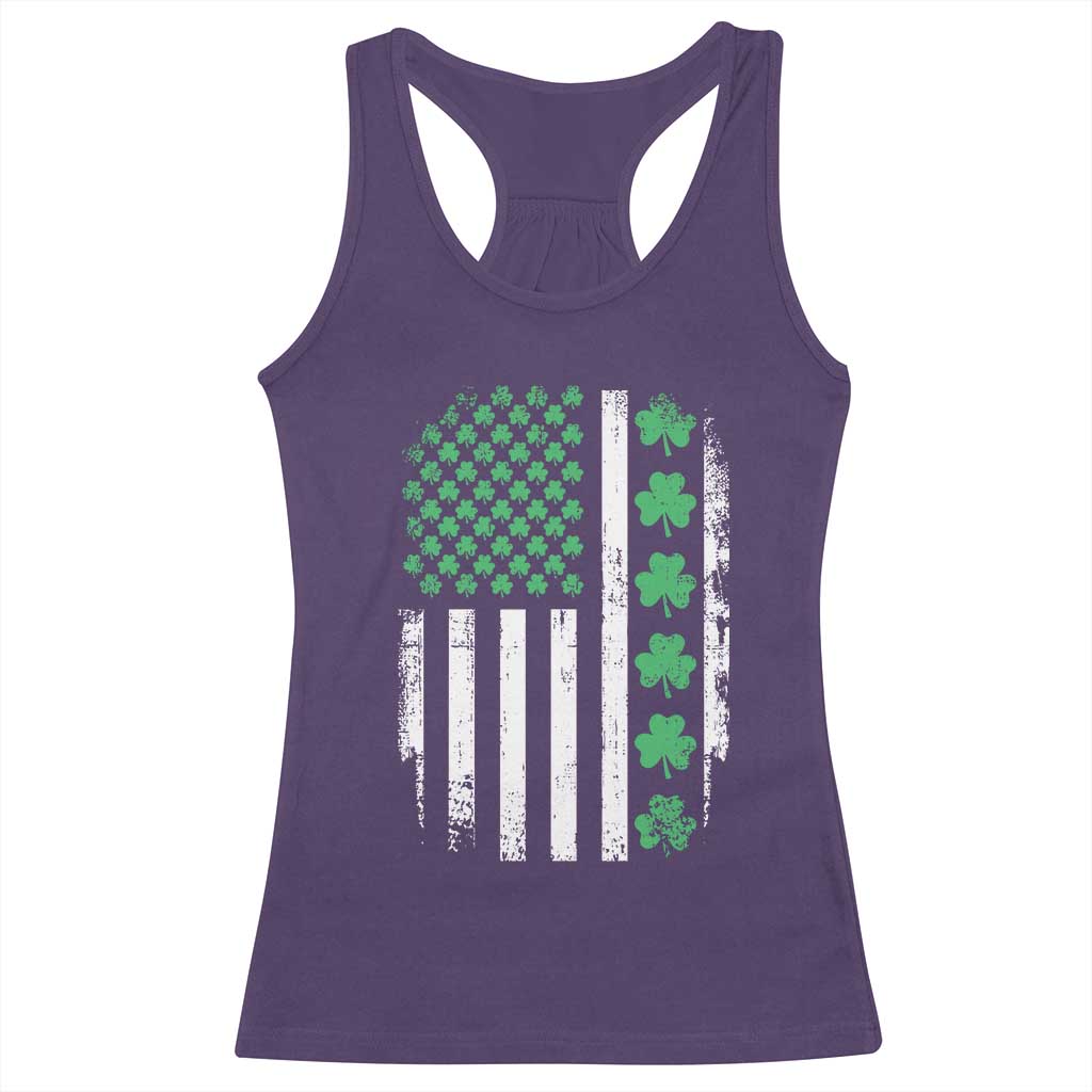 American Shamrock Flag Racerback Tank Top Lucky St Patricks Day TS02 Purple Print Your Wear