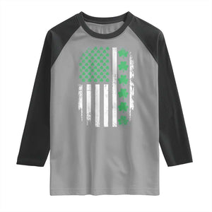 American Shamrock Flag Raglan Shirt Lucky St Patricks Day TS02 Sport Gray Black Print Your Wear