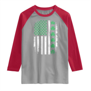 American Shamrock Flag Raglan Shirt Lucky St Patricks Day TS02 Sport Gray Red Print Your Wear