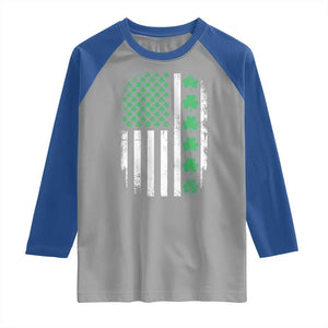 American Shamrock Flag Raglan Shirt Lucky St Patricks Day TS02 Sport Gray Royal Print Your Wear