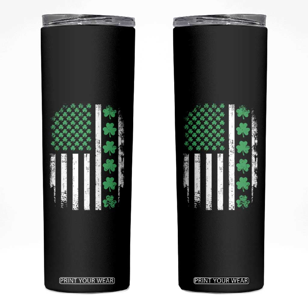 American Shamrock Flag Skinny Tumbler Lucky St Patricks Day TS02 Black Print Your Wear