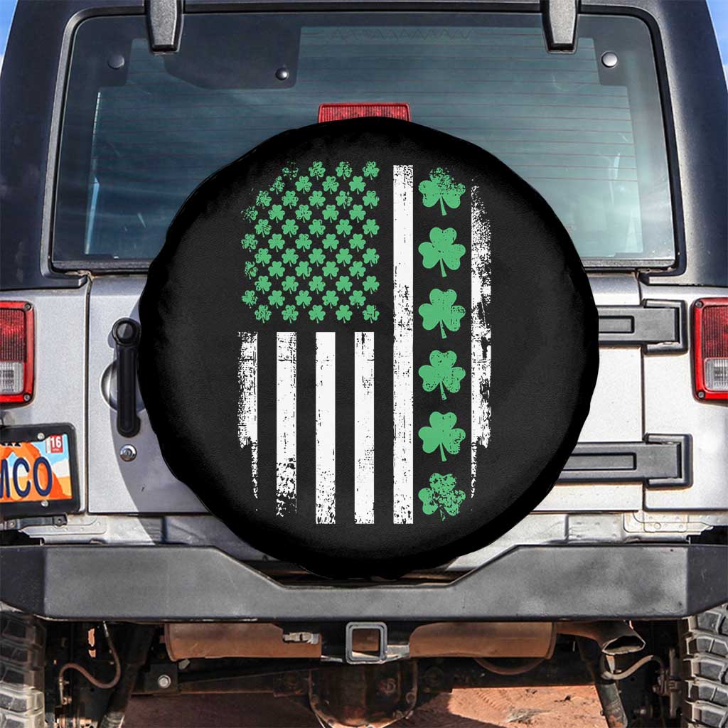 American Shamrock Flag Spare Tire Cover Lucky St Patricks Day TS02 No hole Black Print Your Wear