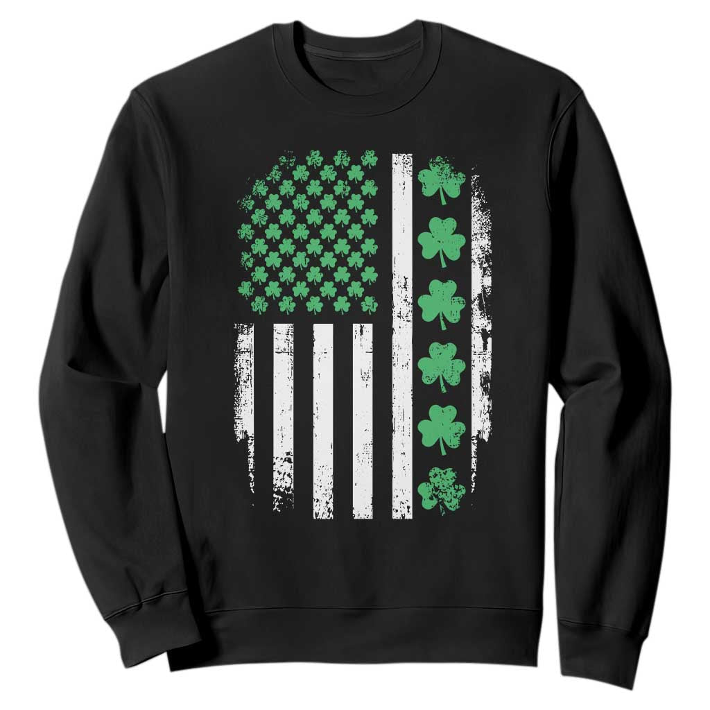 American Shamrock Flag Sweatshirt Lucky St Patricks Day TS02 Black Print Your Wear