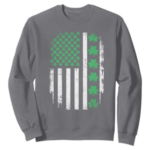 American Shamrock Flag Sweatshirt Lucky St Patricks Day TS02 Charcoal Print Your Wear