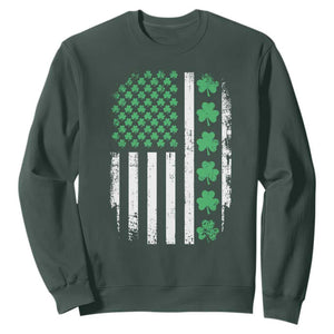American Shamrock Flag Sweatshirt Lucky St Patricks Day TS02 Dark Forest Green Print Your Wear