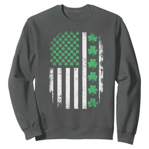 American Shamrock Flag Sweatshirt Lucky St Patricks Day TS02 Dark Heather Print Your Wear