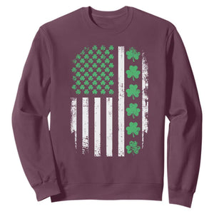 American Shamrock Flag Sweatshirt Lucky St Patricks Day TS02 Maroon Print Your Wear