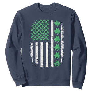 American Shamrock Flag Sweatshirt Lucky St Patricks Day TS02 Navy Print Your Wear
