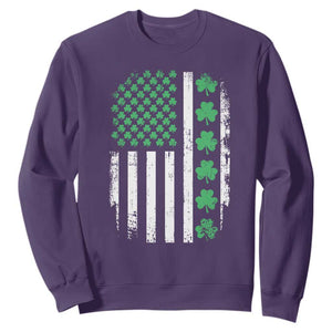 American Shamrock Flag Sweatshirt Lucky St Patricks Day TS02 Purple Print Your Wear