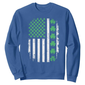 American Shamrock Flag Sweatshirt Lucky St Patricks Day TS02 Royal Blue Print Your Wear