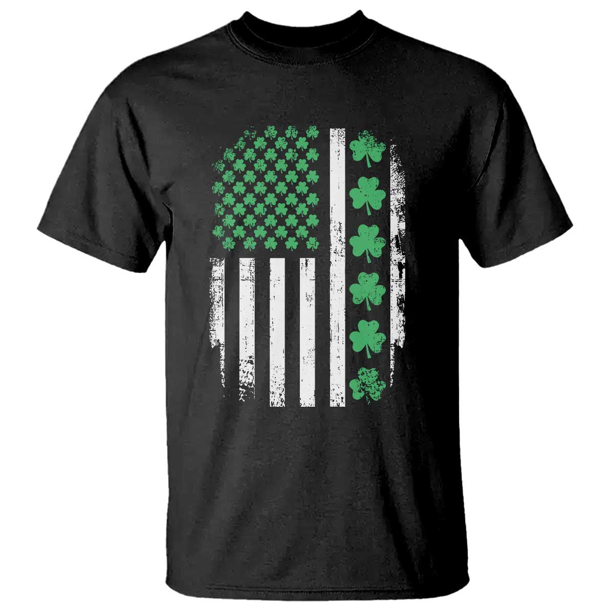 American Shamrock Flag T Shirt Lucky St Patricks Day TS02 Black Print Your Wear