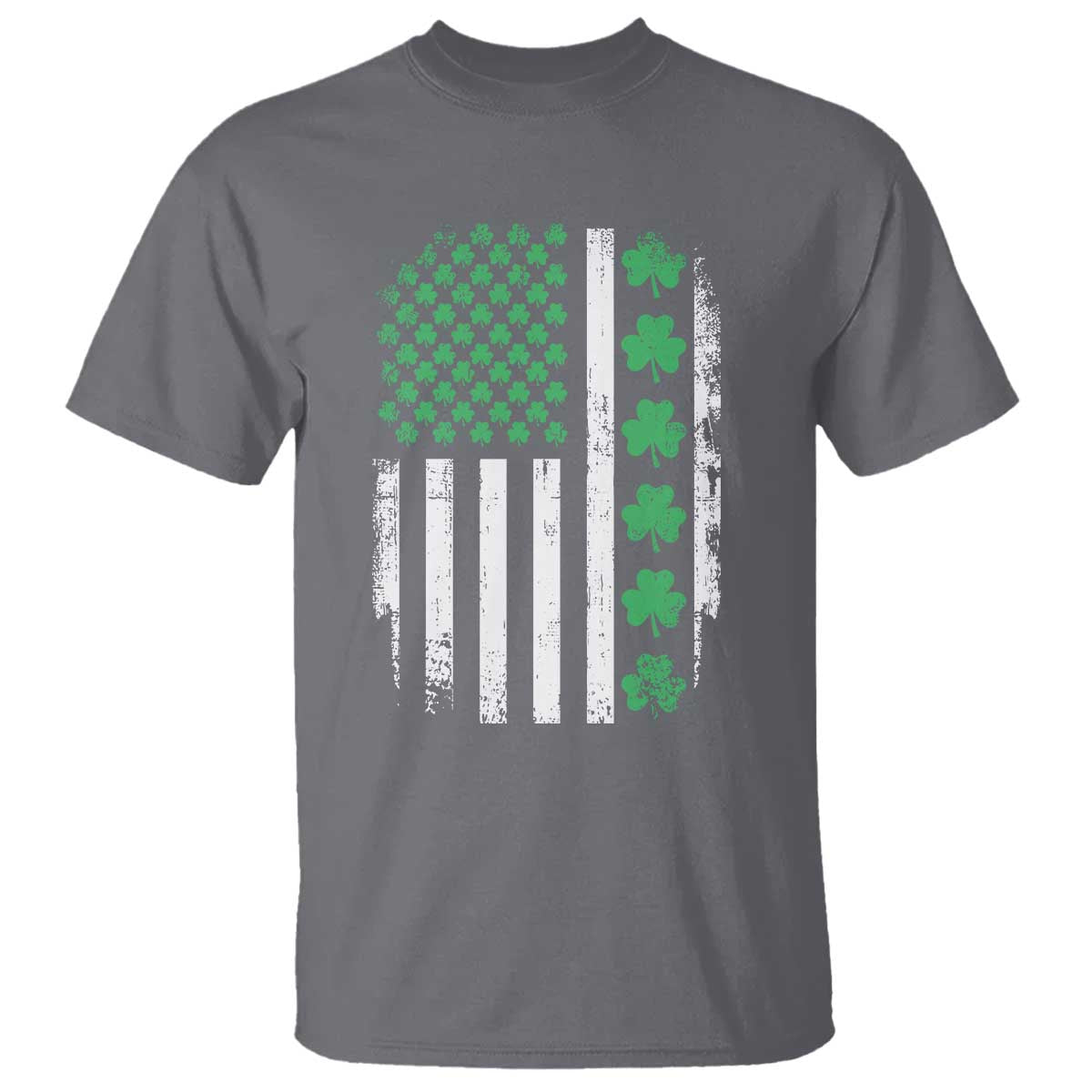 American Shamrock Flag T Shirt Lucky St Patricks Day TS02 Charcoal Print Your Wear