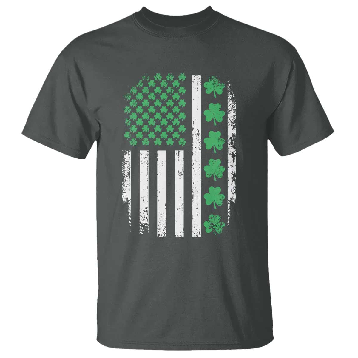 American Shamrock Flag T Shirt Lucky St Patricks Day TS02 Dark Heather Print Your Wear