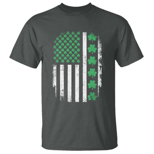 American Shamrock Flag T Shirt Lucky St Patricks Day TS02 Dark Heather Print Your Wear