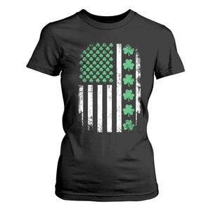 American Shamrock Flag T Shirt For Women Lucky St Patricks Day TS02 Black Print Your Wear