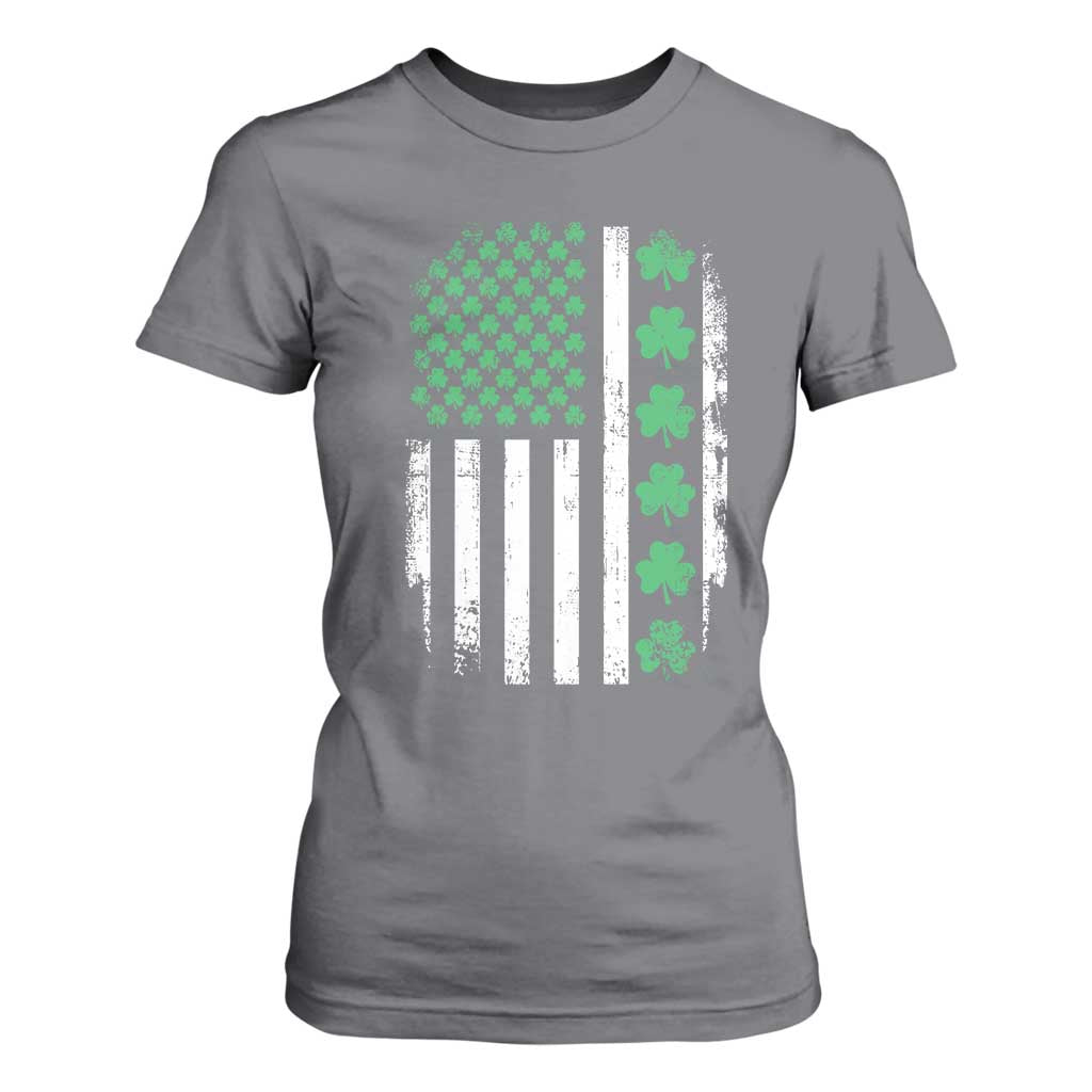 American Shamrock Flag T Shirt For Women Lucky St Patricks Day TS02 Charcoal Print Your Wear