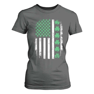 American Shamrock Flag T Shirt For Women Lucky St Patricks Day TS02 Dark Heather Print Your Wear