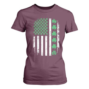 American Shamrock Flag T Shirt For Women Lucky St Patricks Day TS02 Maroon Print Your Wear