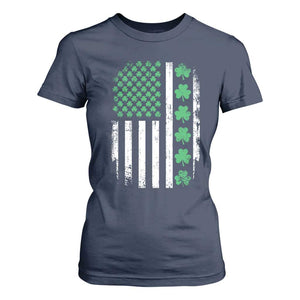 American Shamrock Flag T Shirt For Women Lucky St Patricks Day TS02 Navy Print Your Wear