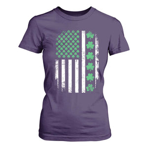 American Shamrock Flag T Shirt For Women Lucky St Patricks Day TS02 Purple Print Your Wear